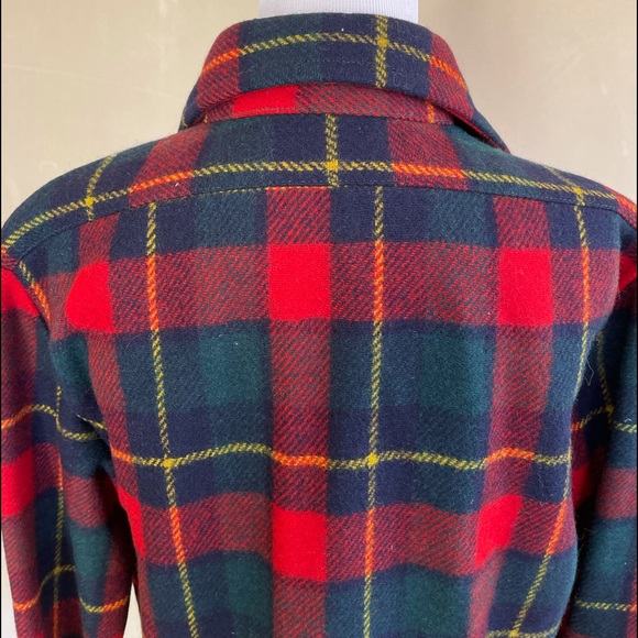 LOBO by PENDLETON Virgin Wool Red Tartan Plaid Suede Shooter Patch Men’s M USA!! - Picture 9 of 13